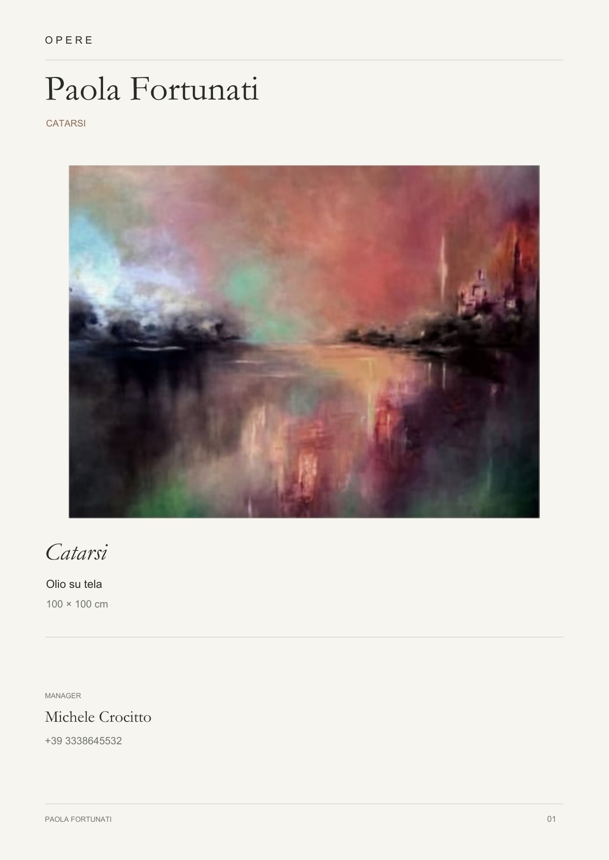 Paola Fortunati — Catarsi, olio su tela, 100 × 100 cm