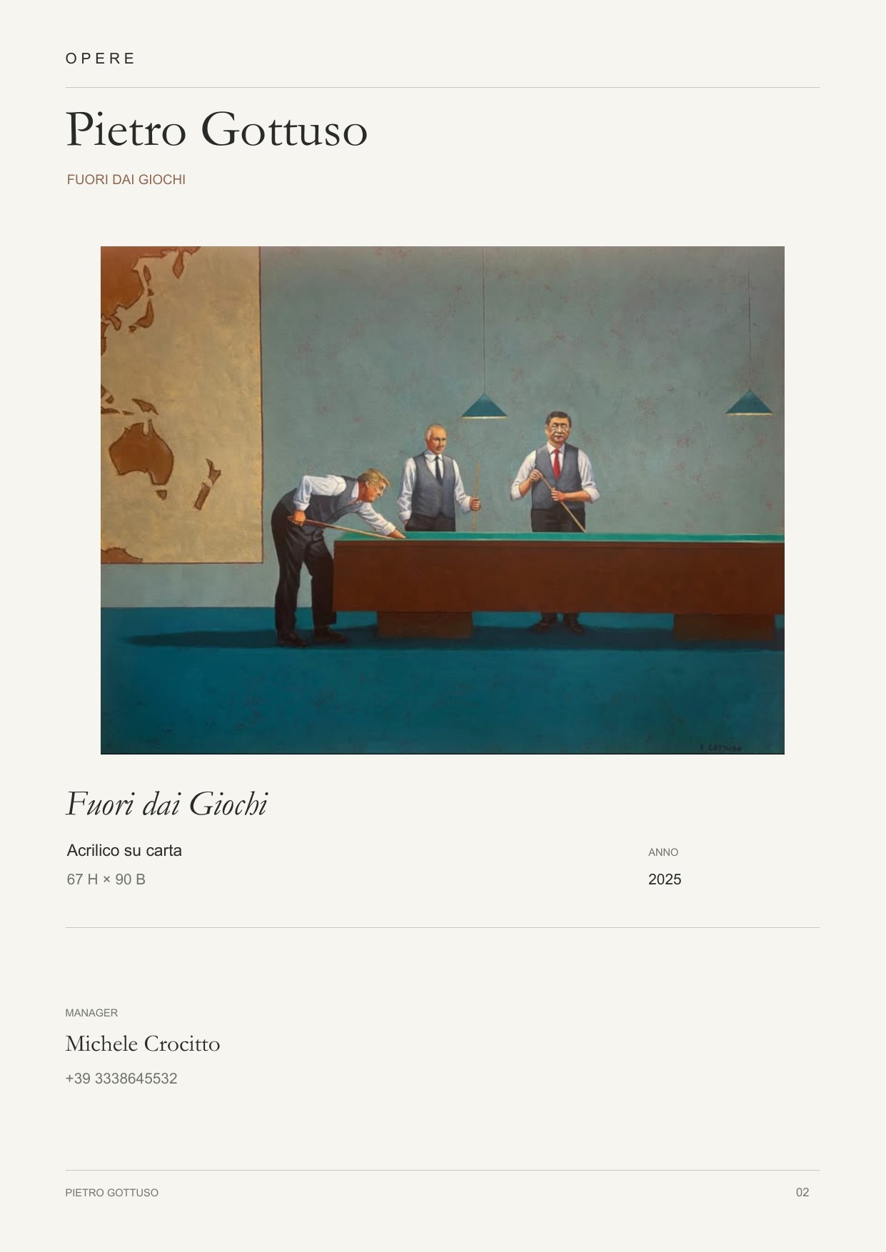 Pietro Gottuso — Fuori dai Giochi, acrilico su carta, 2025