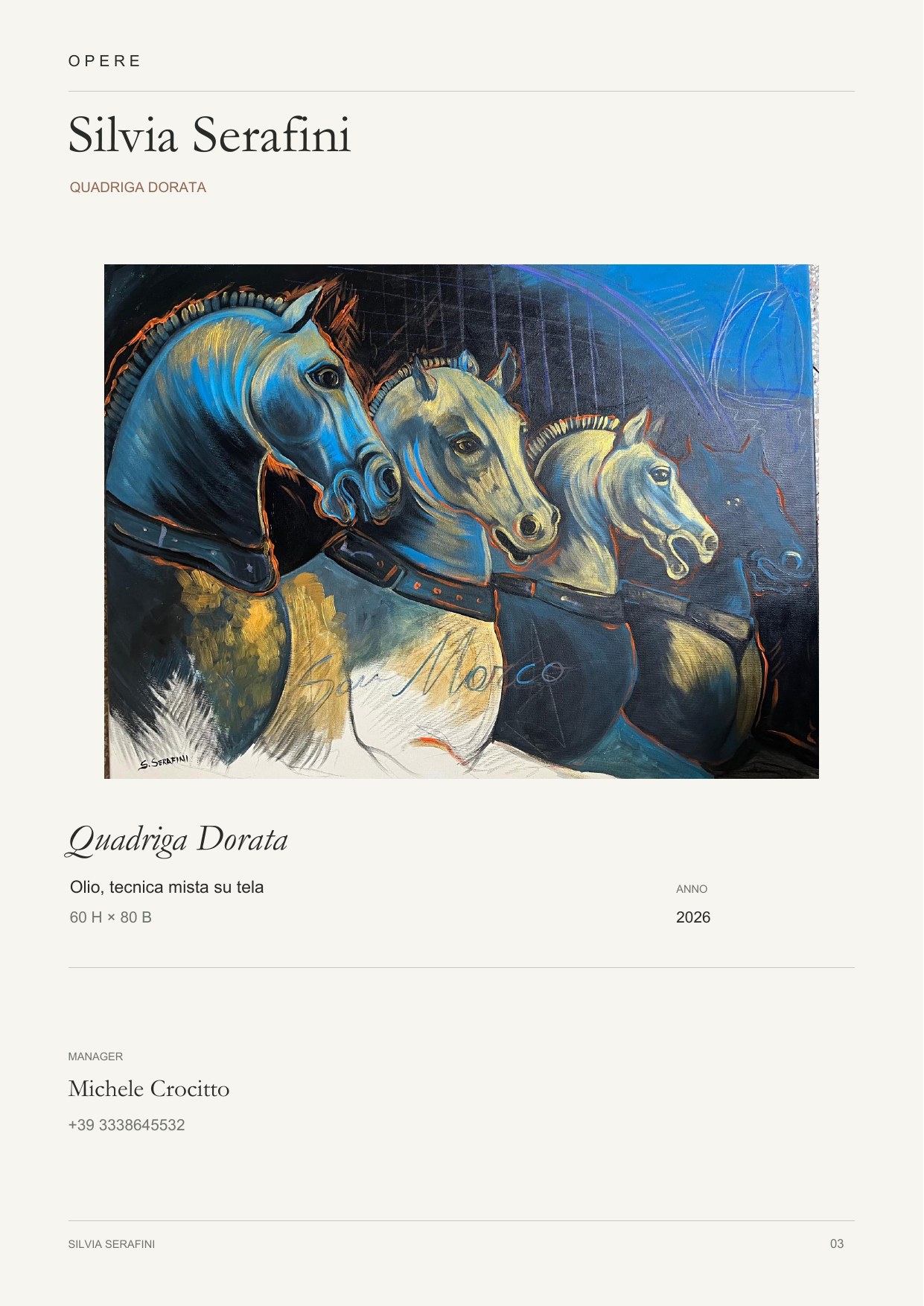 Silvia Serafini — Quadriga Dorata, 2026